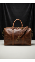 Antique Bronze leather weekender bag